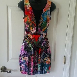 FOREVER 21  sz S black floral fitted dress